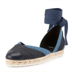 Pierre Hardy Bauhaus Beach Denim d’Orsay Ankle Tie Espadrilles Size 38